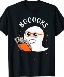 Cute Ghost Book Reading Halloween Teacher Top T-Shirt