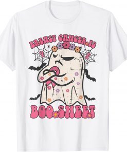 Groovy Breast Cancer Is Boo Sheet Halloween Pink Ribbon T-Shirt