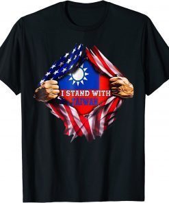 I Stand with Taiwan Flag American Flag support Taiwan T-Shirt