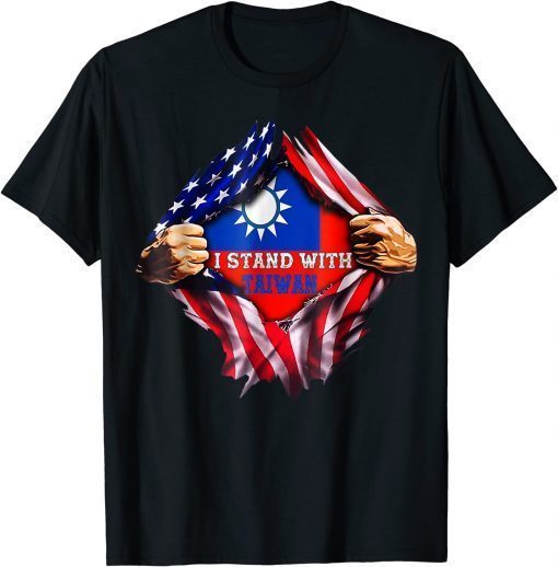 I Stand with Taiwan Flag American Flag support Taiwan T-Shirt