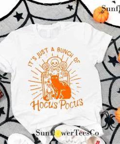 , It's Just A Bunch Of Hocus Pocus Black Cat Halloween T-Shirt