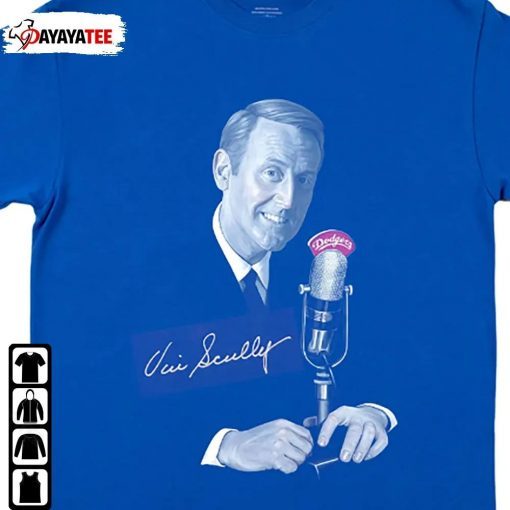 Vin Scully Microphone Vin Scully Los Angeles Dodgers Baseball Shirt