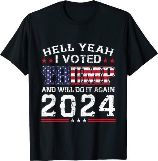 Vintage Trump 2024 Us Flag I Voted for Trump 2024 Election T-Shirt