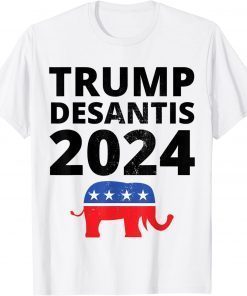 Vintage Trump Desantis 2024 The Freedom Ticket USA Elephant T-Shirt