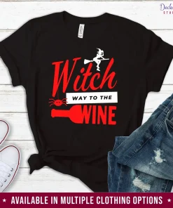 Witch Way To The Wine Drinker Halloween T-Shirt