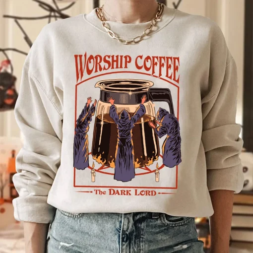 Worship Coffee The Dark Lord Halloween T-Shirt