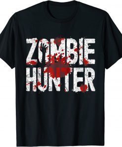 Zombie Hunter Halloween Costume Blood Splatter T-Shirt