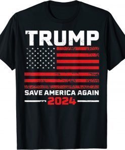 2024 Trump Save America Again USA Flag T-Shirt