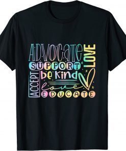 Advocate Love Support Accept Be Kind Autism Awareness Tee Shirt