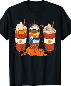 Fall Coffee, Halloween Pumpkin Latte Drink Cup, Pumpkin T-Shirt