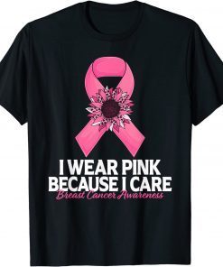 In October We Wear Pink Sunflower Breast Cancer Awareness T-Shirt
