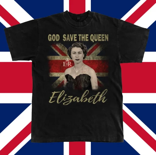 Queen Elizabeth II 1926-2022 God Save The Queen Flag Of England T-Shirt