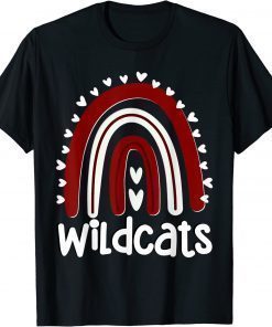 Wildcats School Hearts Rainbow Wildcat Sports Spirit Team T-Shirt