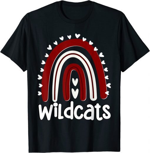 Wildcats School Hearts Rainbow Wildcat Sports Spirit Team T-Shirt