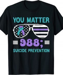 You Matter 988 Suicide Prevention Awareness Rainbow Ribbon T-Shirt