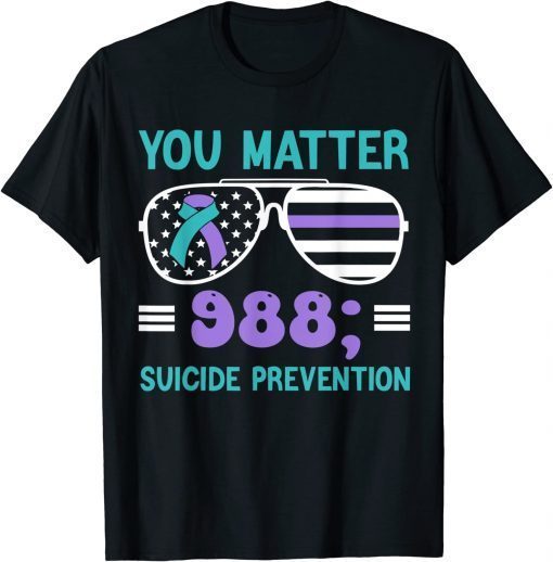 You Matter 988 Suicide Prevention Awareness Rainbow Ribbon T-Shirt