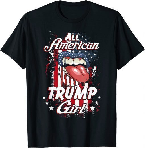 All American Trump Girl 2024 Election Campaign Flag T-Shirt