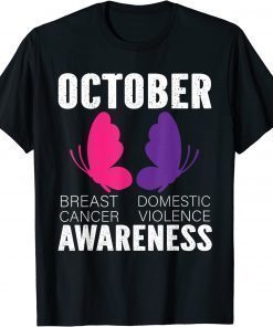 Breast Cancer And Domestic Violence Awareness Butterfly T-Shirt