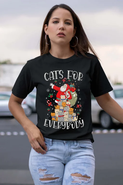 Cats For Everybody Ugly Christmas Cat T-Shirt