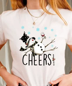 Cheers snowman and wine christmas T-Shirt