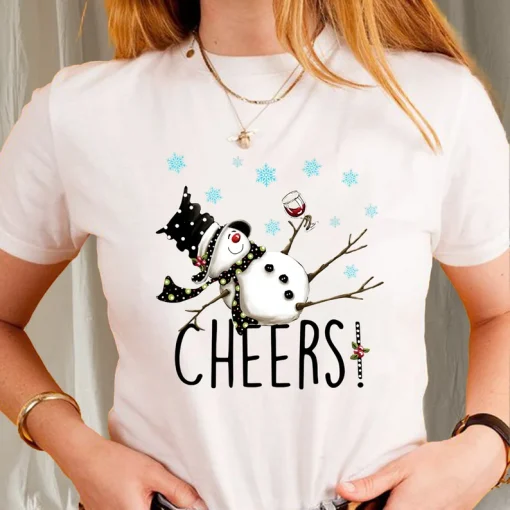 Cheers snowman and wine christmas T-Shirt