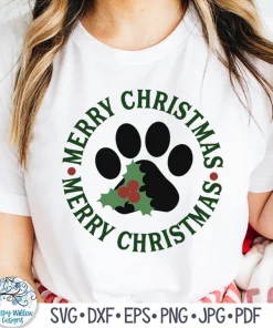 Christmas Dog Paw Print T-Shirt