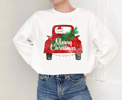 Christmas Red Truck Christmas Tree Tee Shirt