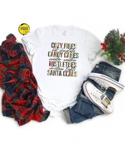 Cozy Fires Candy Canes Mistletoes Santa Claus T-Shirt