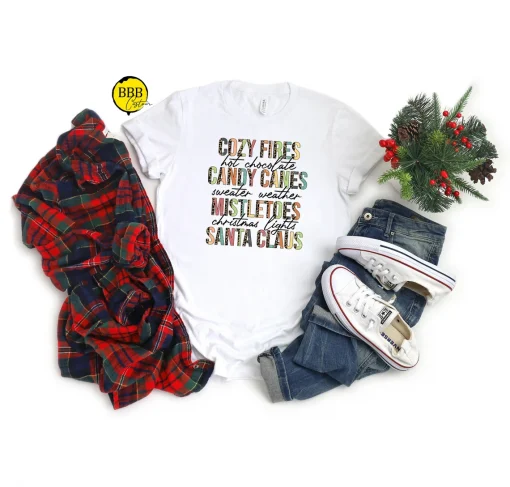 Cozy Fires Candy Canes Mistletoes Santa Claus T-Shirt