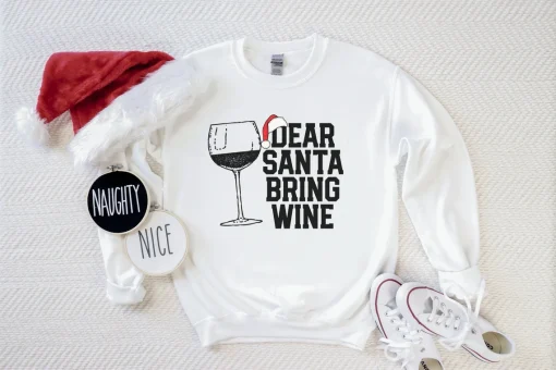 Dear Santa Bring Wine Christmas T-Shirt