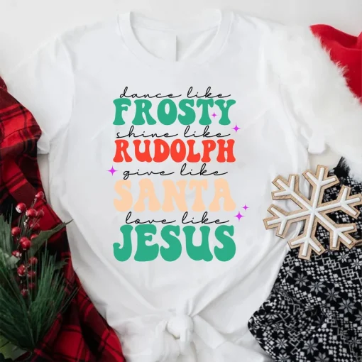 Frosty Rudolph Santa Jesus Christmas T-Shirt