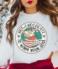 Hot Chocolate to Warm Your Soul Skeleton Christmas T-Shirt