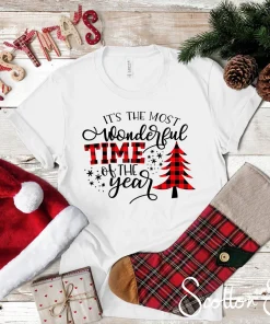 It's The Most Wonderful Time of the Year Plaid Tree Christmas T-Shirt