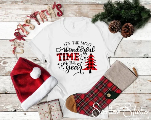 It's The Most Wonderful Time of the Year Plaid Tree Christmas T-Shirt