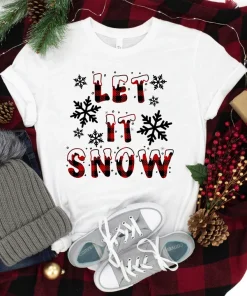 Let It Snow Buffalo Plaid Christmas T-Shirt