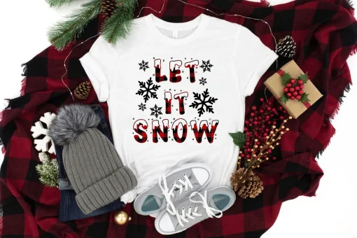 Let It Snow Buffalo Plaid Christmas T-Shirt