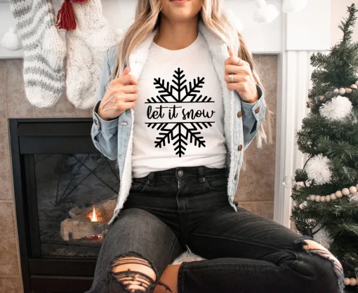 Let It Snow Christmas Snowflake T-Shirt