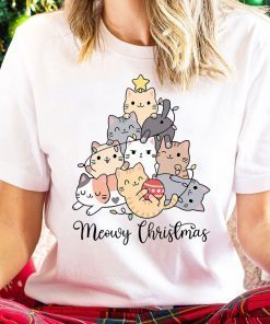 Meowy Christmas Cat Lover Christmas Tree T-Shirt