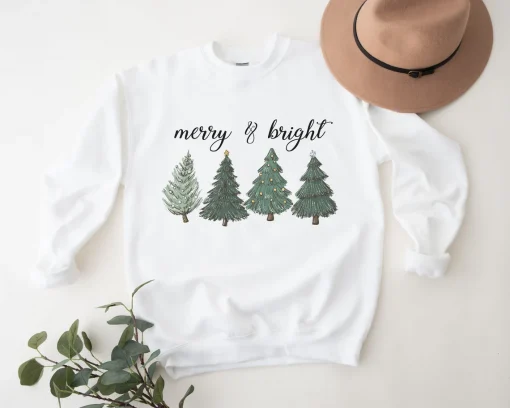 Merry & Bright Christmas Tree T-Shirt