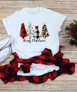 Merry Christmas Buffalo Plaid Trees Tee Shirt