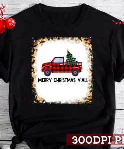 Merry Christmas Y'all Tree Christmas Leopard Buffalo Truck Bleach Leopard T-Shirt