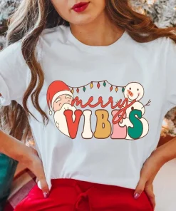 Merry Vibes Santa Claus Christmas T-Shirt