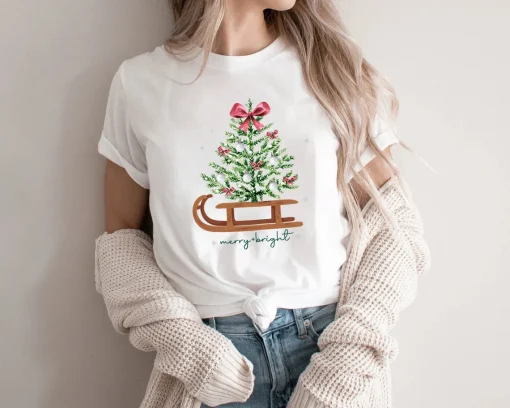 Merry and Bright Christmas Tree T-Shirt