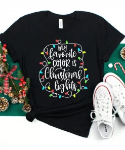 My favorite color is Christmas lights, Merry Christmas T-Shirt