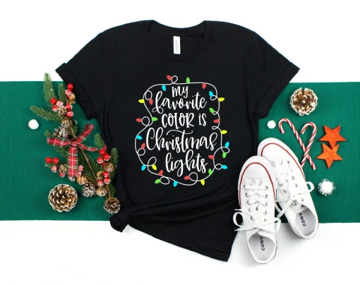 My favorite color is Christmas lights, Merry Christmas T-Shirt