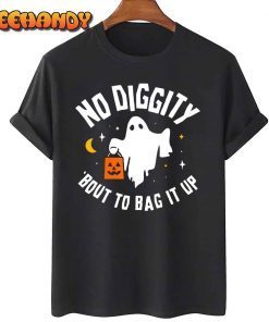 No Diggity Bout To Bag It Up Cute Ghost Halloween Kids Candy Tee Shirt