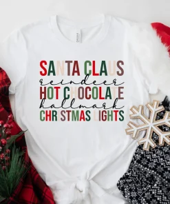 Santa Claus Hot Chocolate Tis The Season Christmas T-Shirt