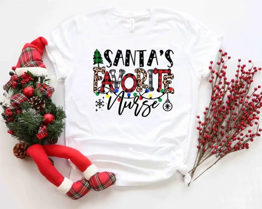 Santa's Favorite Nurse Merry Christmas T-Shirt