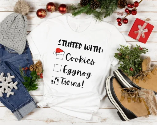 Stuffed with Twins Pregnancy Christmas reveal T-shirt