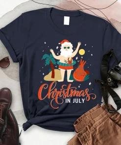 Summer Xmas Lighting Reindeer Christmas In July T-Shirt